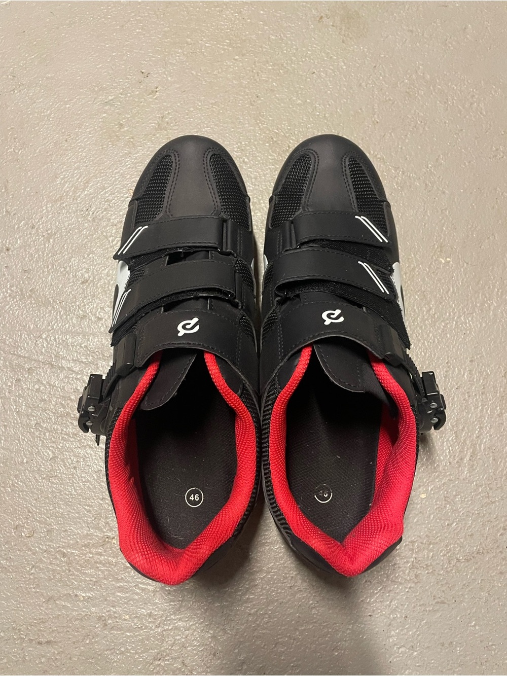 Peloton Black Athletic Cycling Shoes with Red Lining